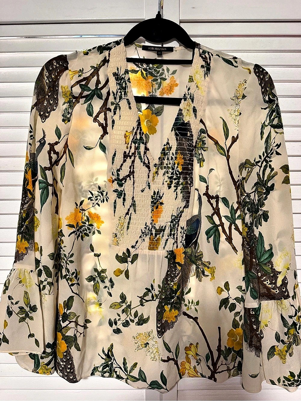 Kobi Halperin Floral Silk Blend Blouse in Cream & Yellow Size XS Like New